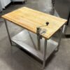 48x28 Wooden Butcher Table With SS Under Shelf