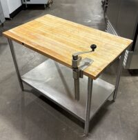 48x28 Wooden Butcher Table With SS Under Shelf