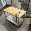48x28 Wooden Butcher Table With SS Under Shelf