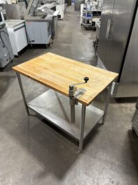 48x28 Wooden Butcher Table With SS Under Shelf