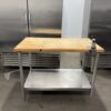 48x28 Wooden Butcher Table With SS Under Shelf