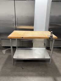 48x28 Wooden Butcher Table With SS Under Shelf