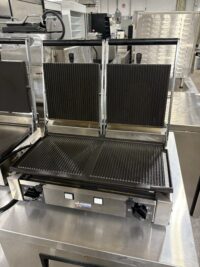 Trento Omcan PDR E Used Double Panini Grill with Grooved plate
